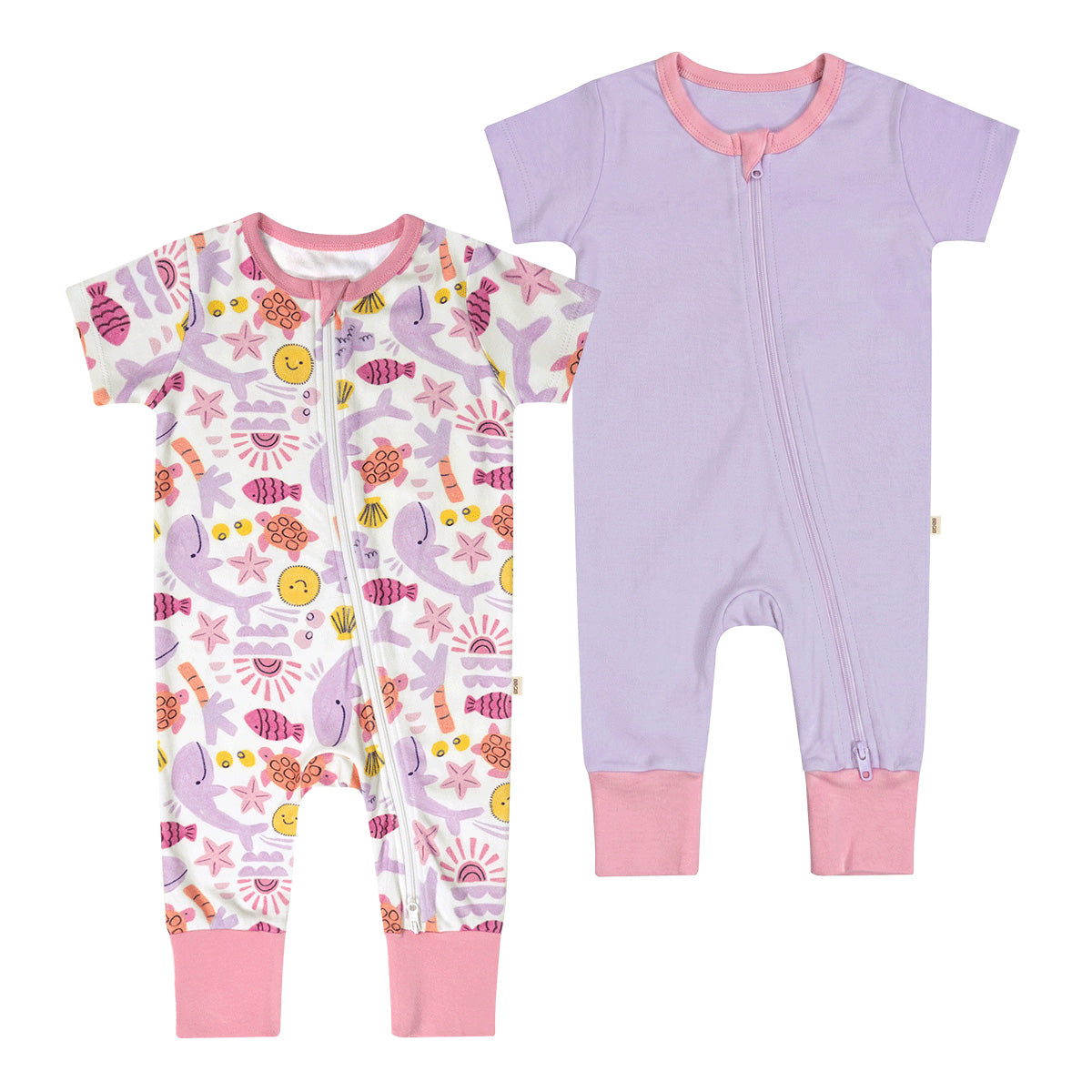 BBQB 2 Pack Baby Zip Growsuit