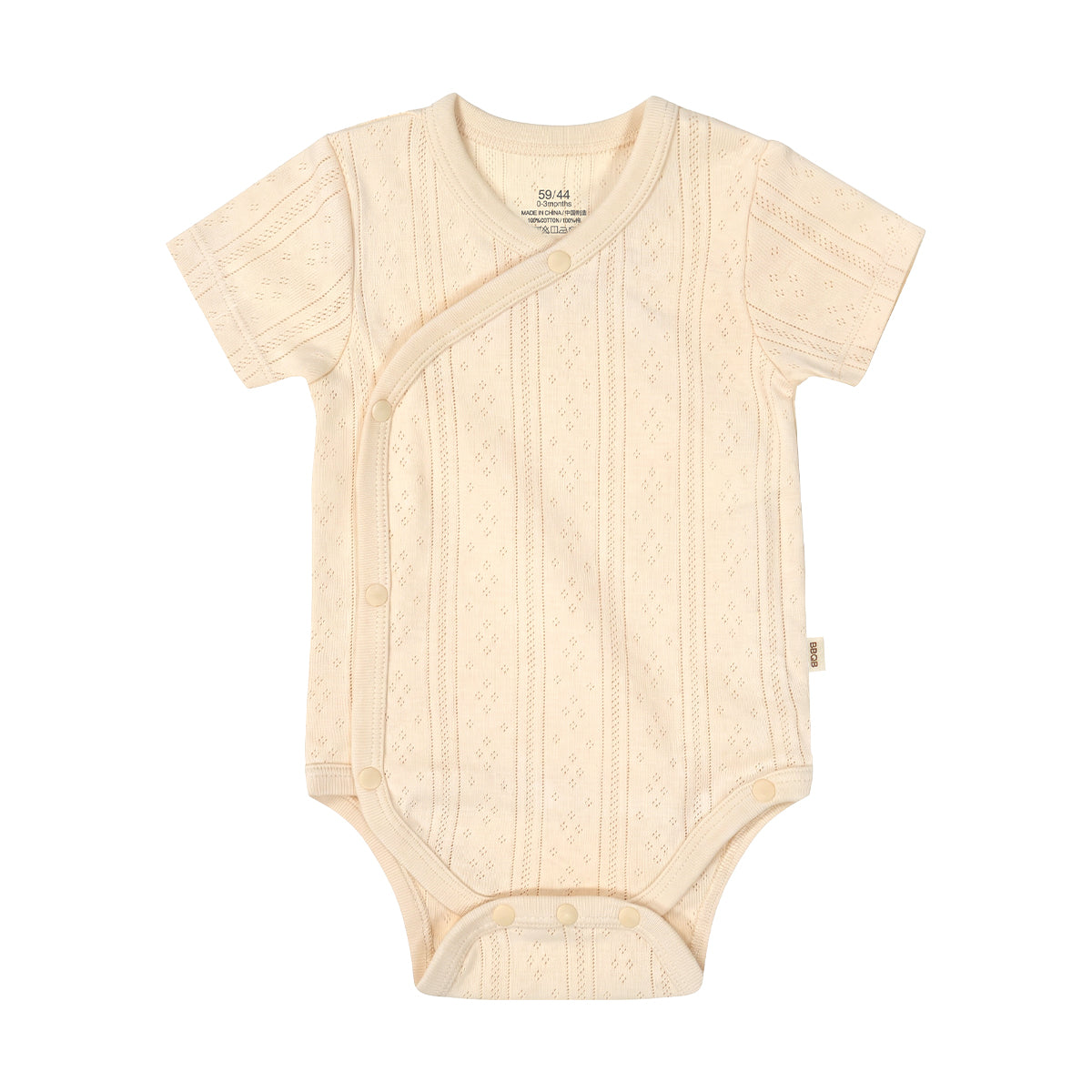 BBQB Organic Cotton Front-Opening Button-up Pointelle Baby Bodysuit