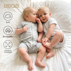 BBQB SoftFlex™ Cotton Zip-up Baby Short Bodysuit 2-Pack