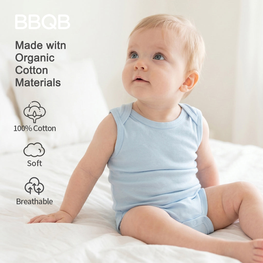BBQB Organic Cotton Baby Button-up Tank Bodysuit