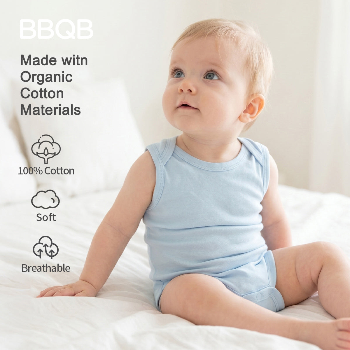 BBQB Organic Cotton Baby Button-up Tank Bodysuit