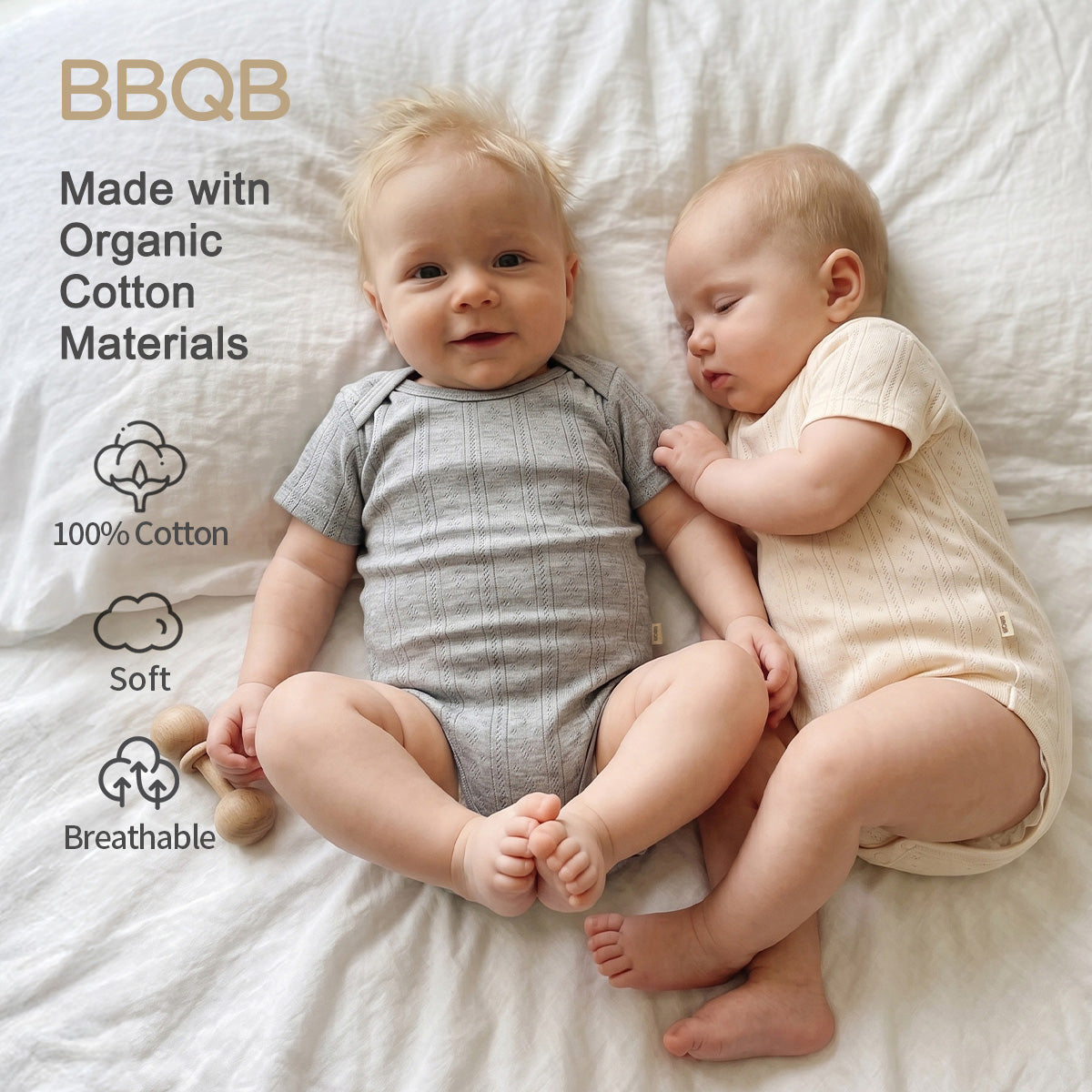 BBQB Organic Cotton Button-up Pointelle Baby Bodysuit