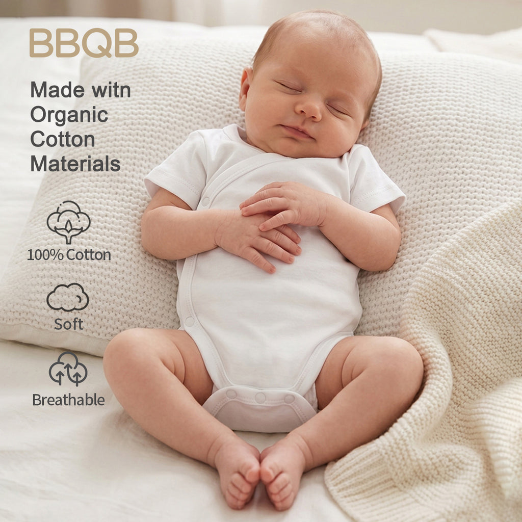 BBQB Organic Cotton Front-Opening Button-Up Baby Bodysuit