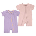 BBQB SoftFlex™ Cotton Zip-up Baby Short Bodysuit 2-Pack