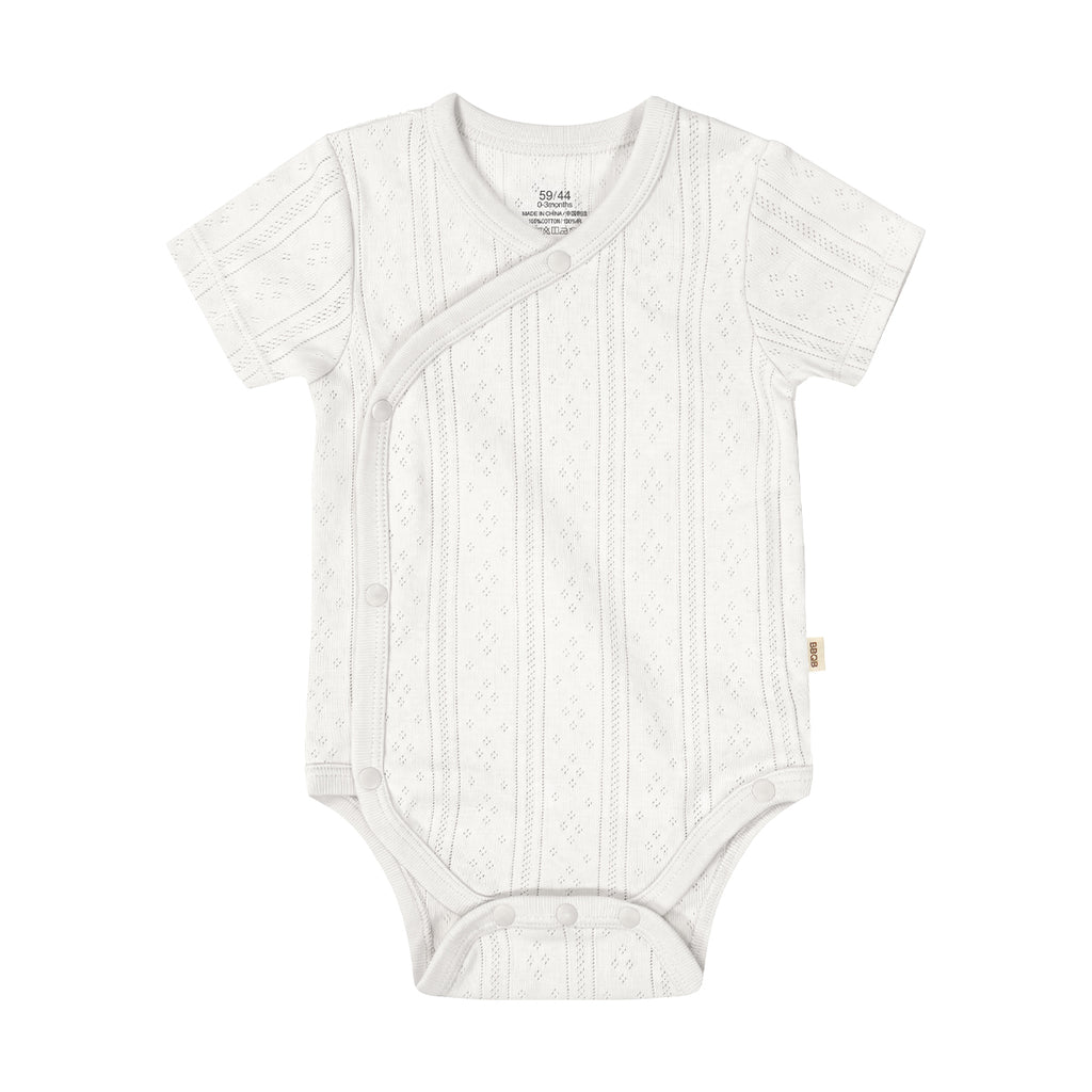 BBQB Organic Cotton Front-Opening Button-up Pointelle Baby Bodysuit