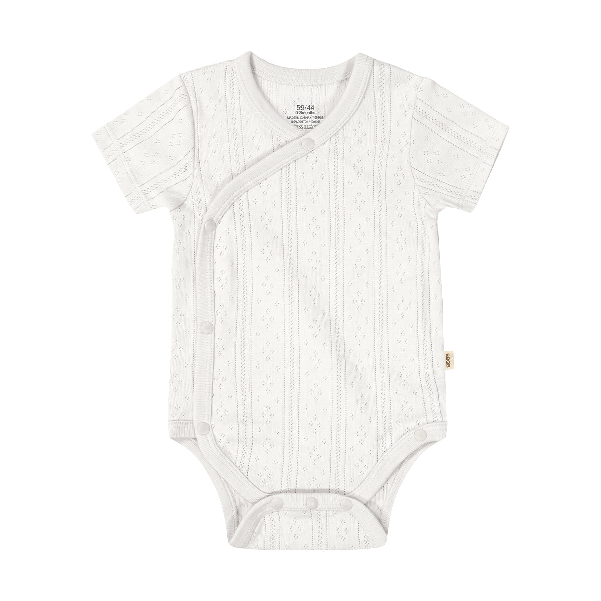 BBQB Organic Cotton Front-Opening Button-up Pointelle Baby Bodysuit