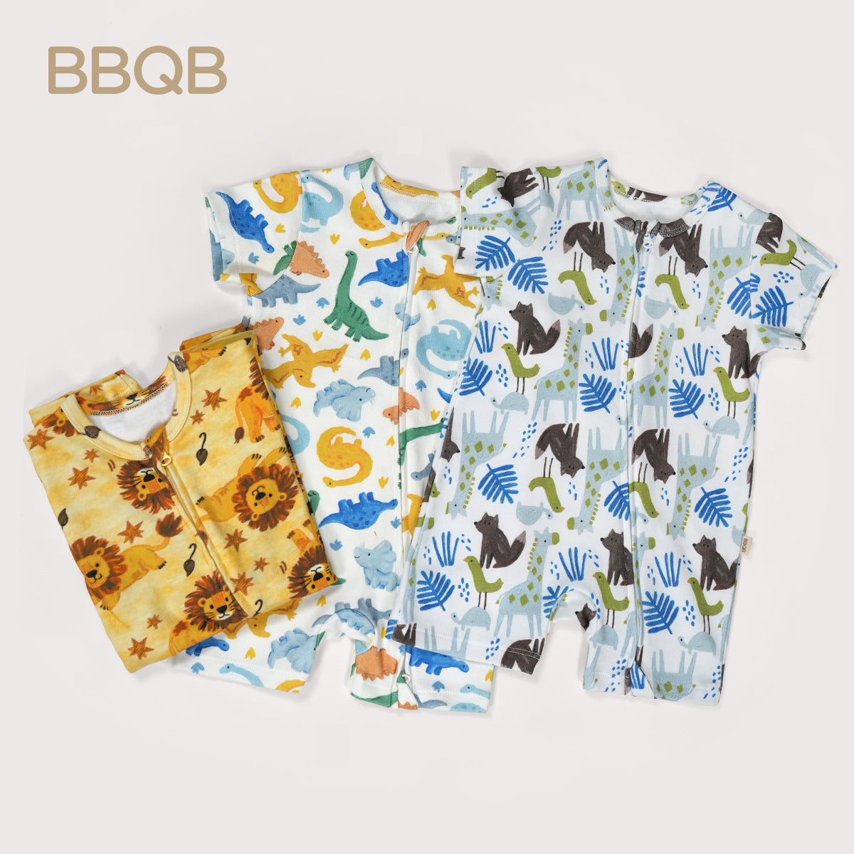 BBQB Inspired Zip-up Baby Short-Sleeve Romper