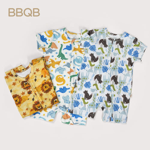 BBQB Inspired Zip-up Baby Short-Sleeve Romper