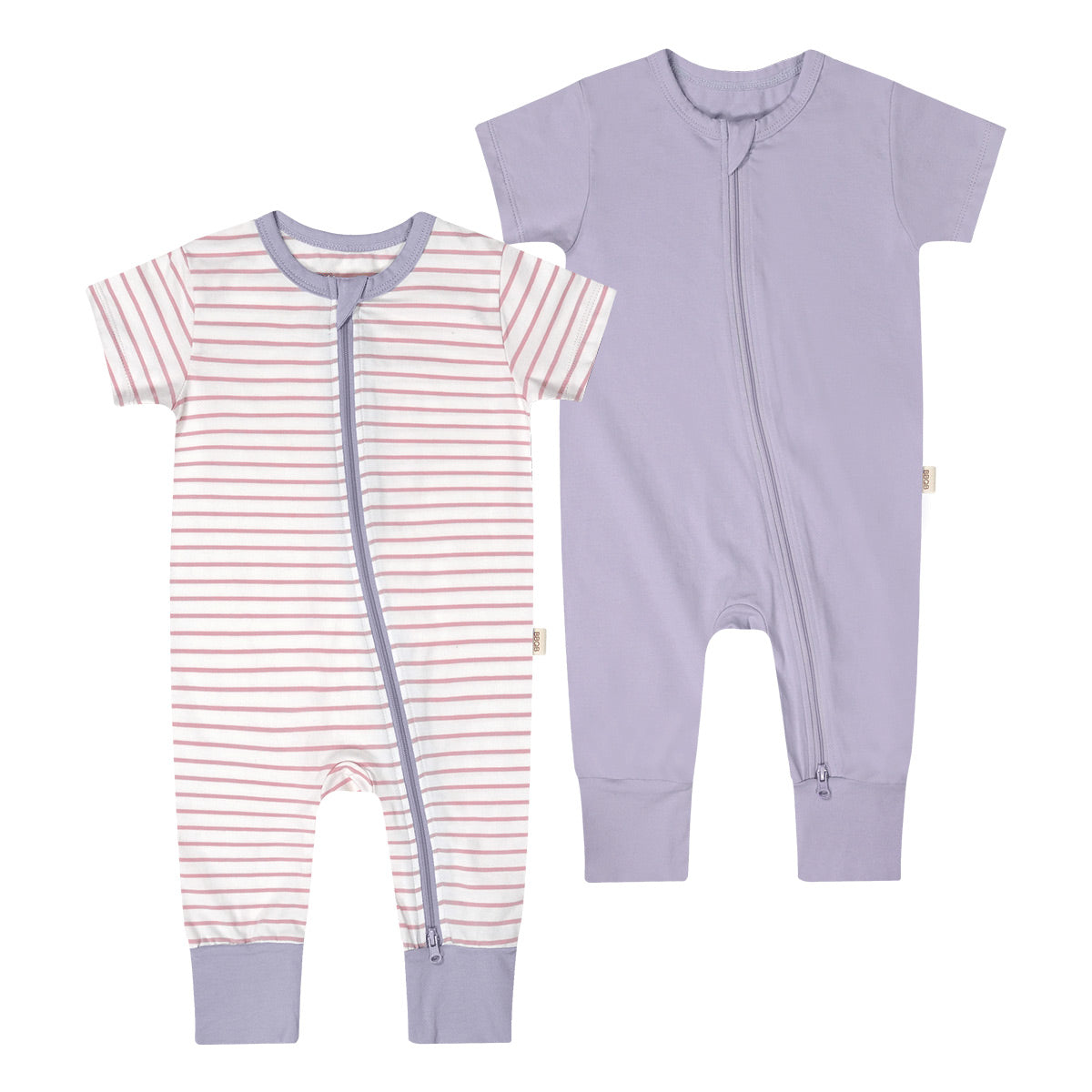 BBQB SoftFlex™ Cotton Zip-up Baby Bodysuit 2-Pack