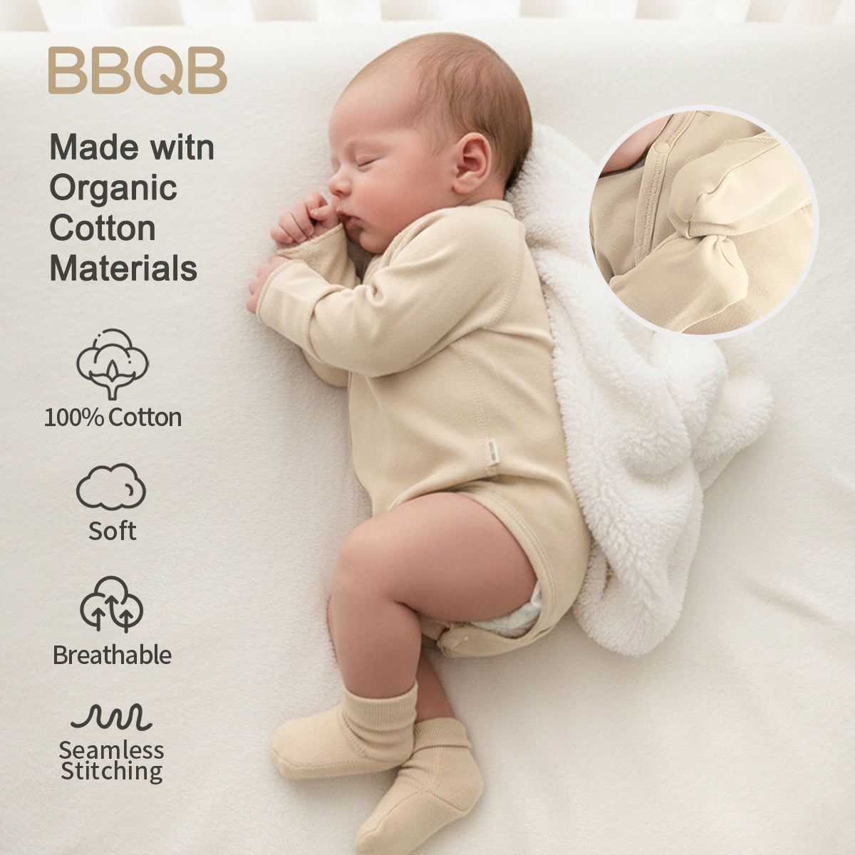 Baby Long-Sleeve Wrap Kimono Bodysuit | BBQB Organic Cotton