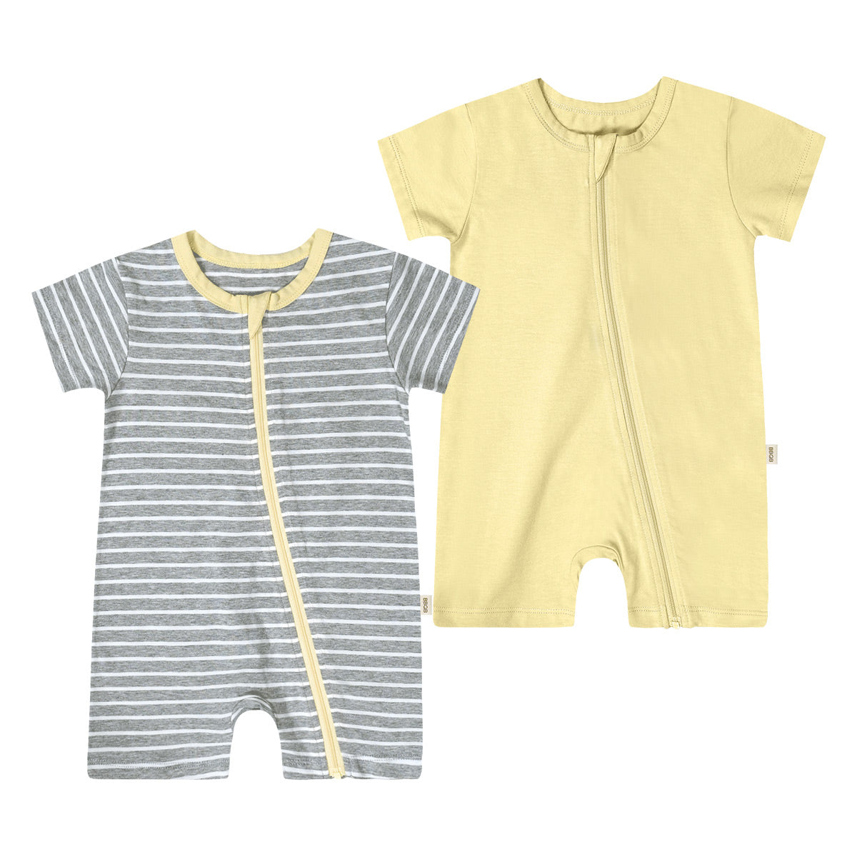 BBQB SoftFlex™ Cotton Zip-up Baby Short Bodysuit 2-Pack