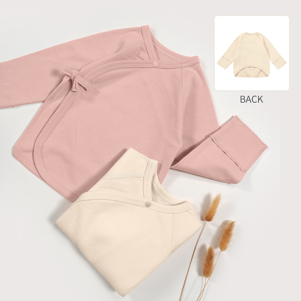 Baby Kimono Long-Sleeve Seamless Wrap-Shirt | BBQB Organic Cotton