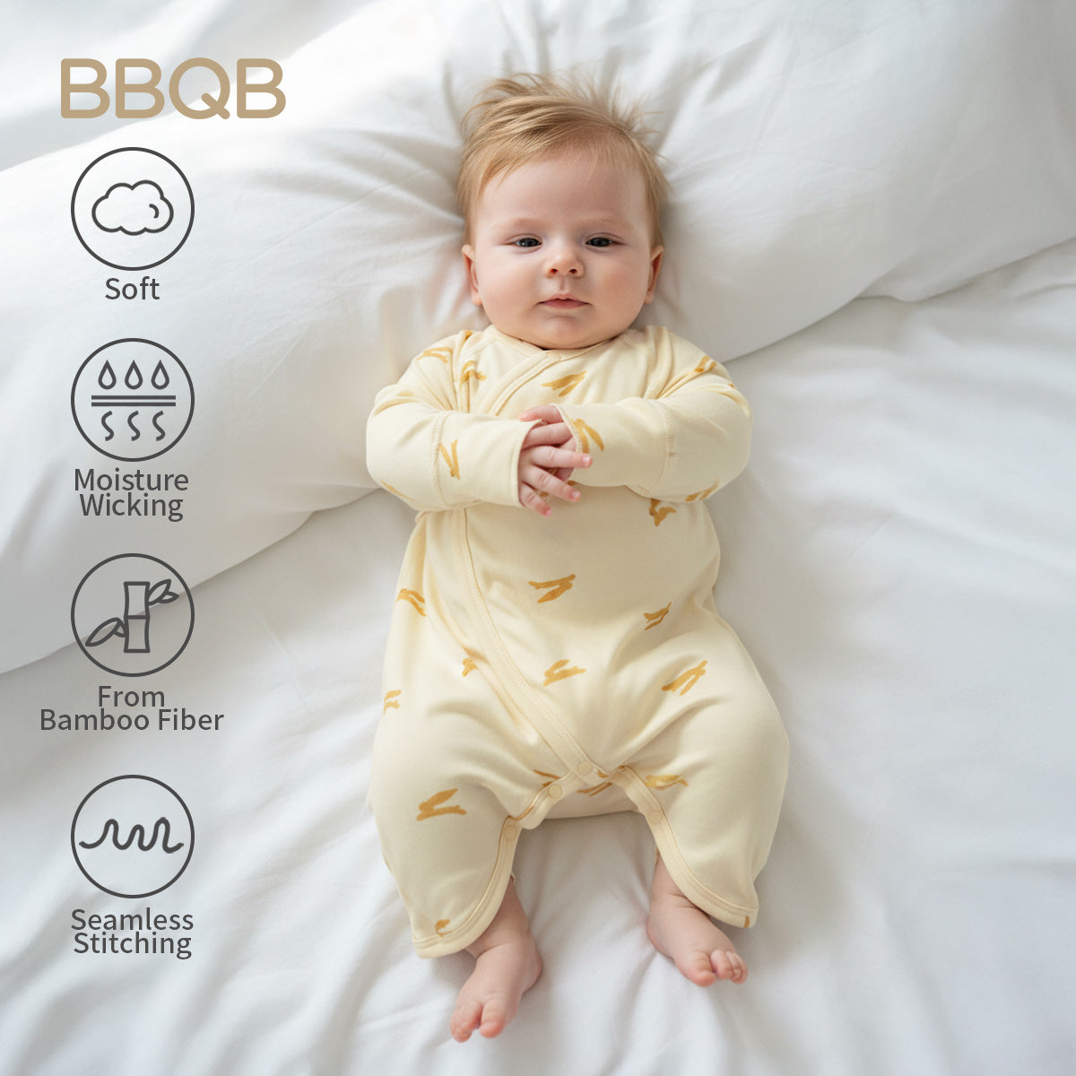 Baby Long-Sleeve Seamless Kimono Romper | BBQB Bamboo Care
