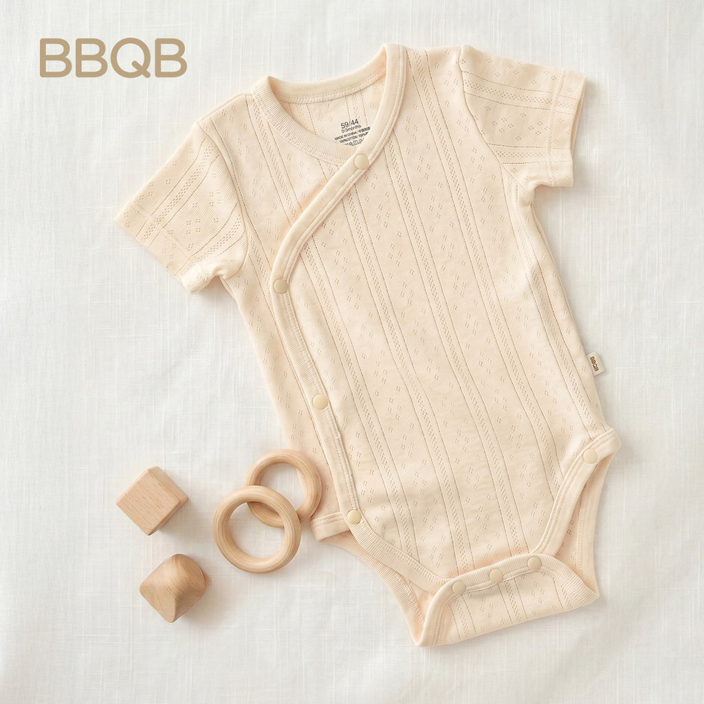 BBQB Organic Cotton Front-Opening Button-up Pointelle Baby Bodysuit