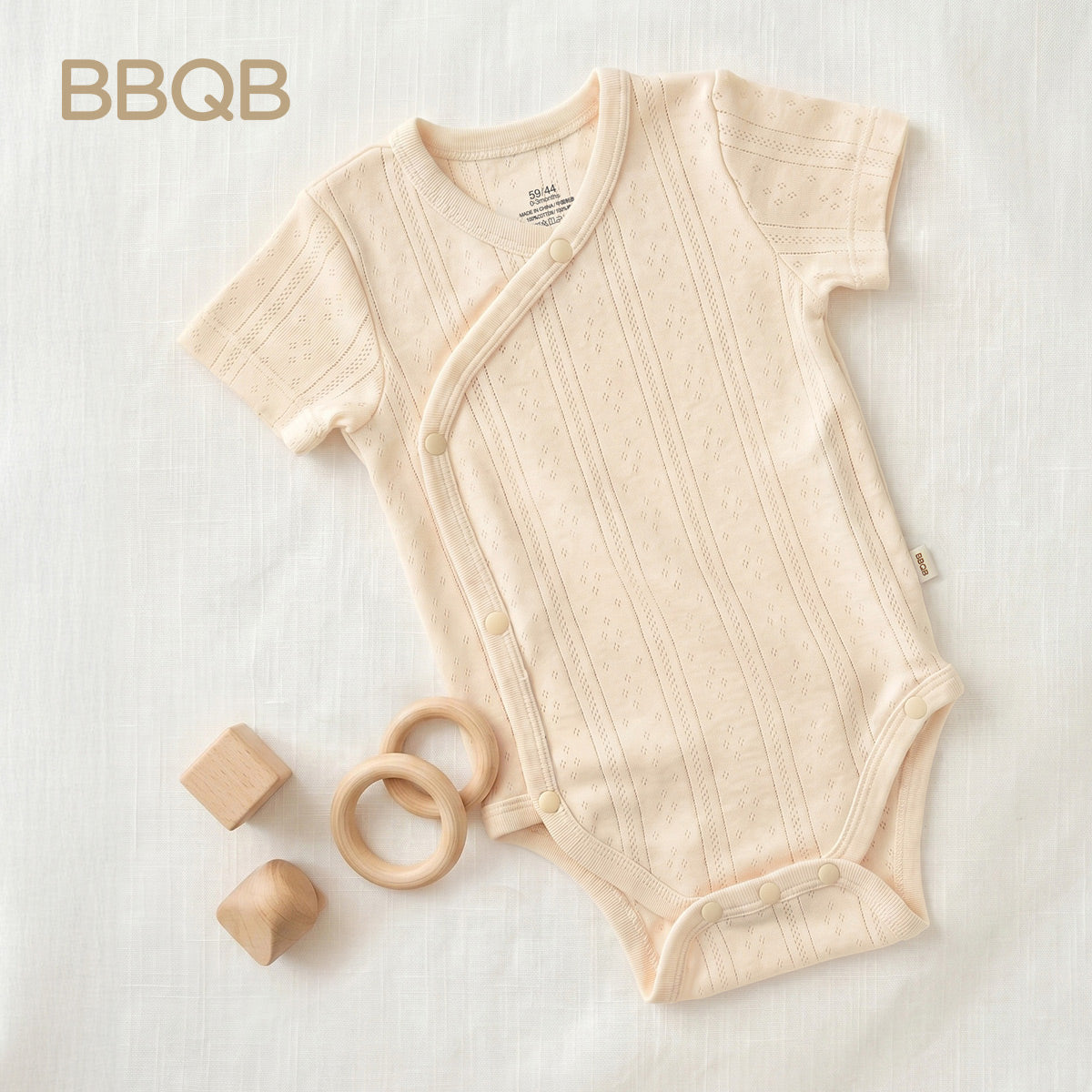 BBQB Organic Cotton Front-Opening Button-up Pointelle Baby Bodysuit