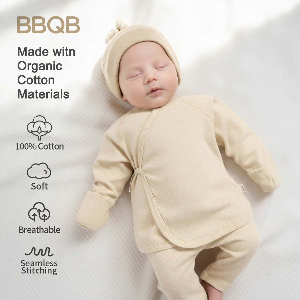Baby Kimono Long-Sleeve Seamless Wrap-Shirt | BBQB Organic Cotton