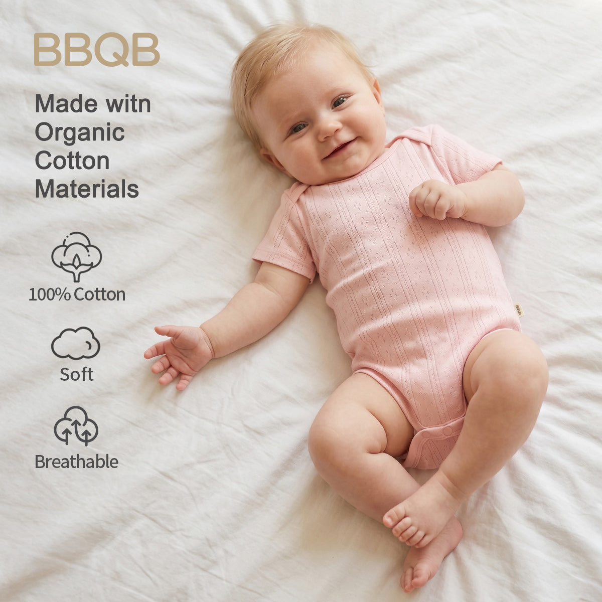 BBQB Organic Cotton Button-up Pointelle Baby Bodysuit