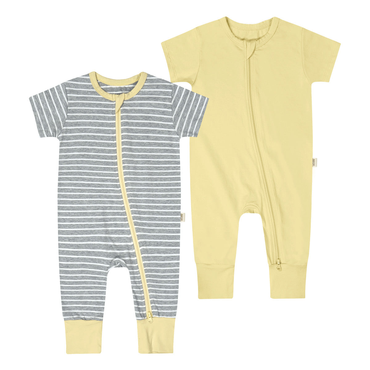 BBQB SoftFlex™ Cotton Zip-up Baby Bodysuit 2-Pack