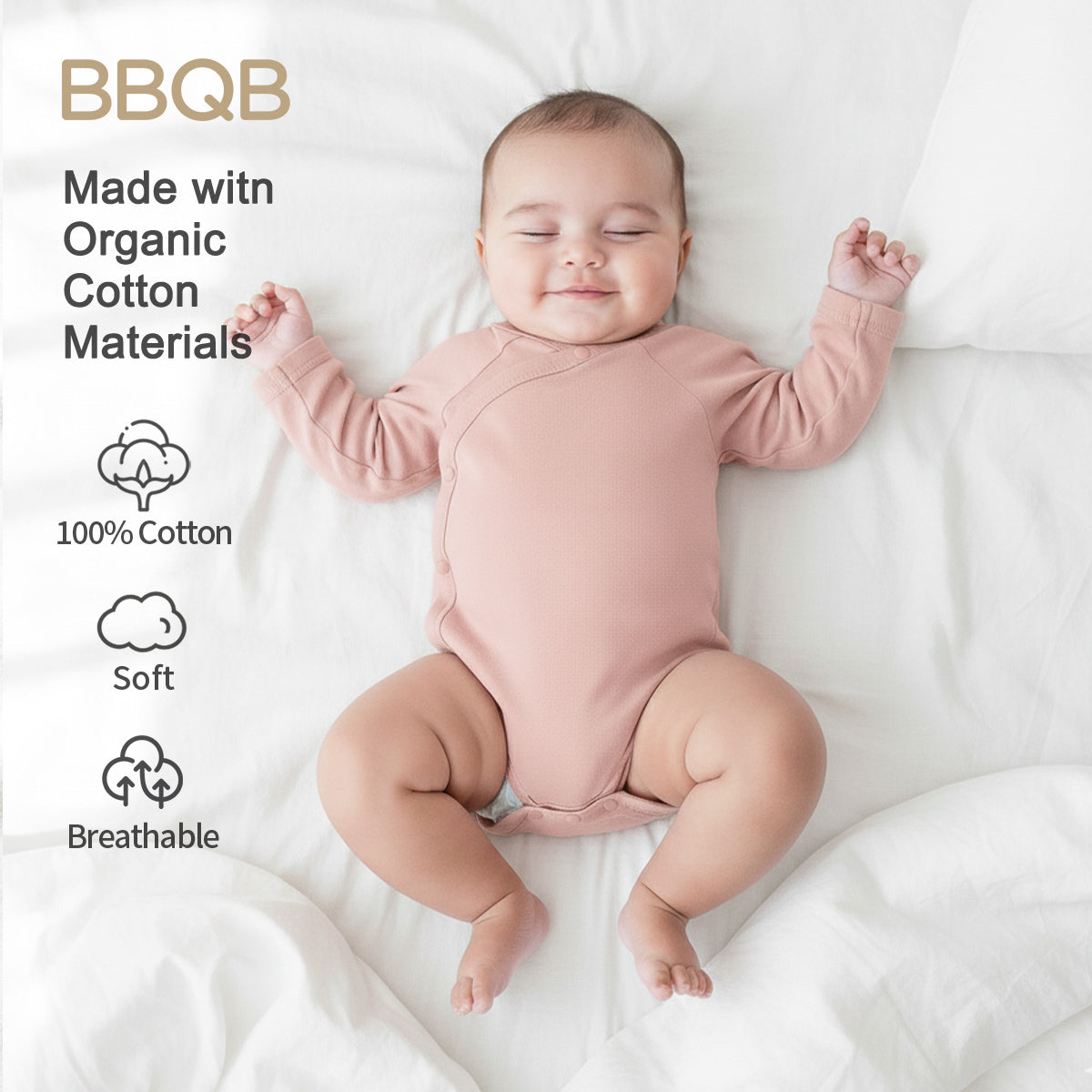 Baby Long-Sleeve Button Kimono Bodysuit | BBQB Organic Cotton