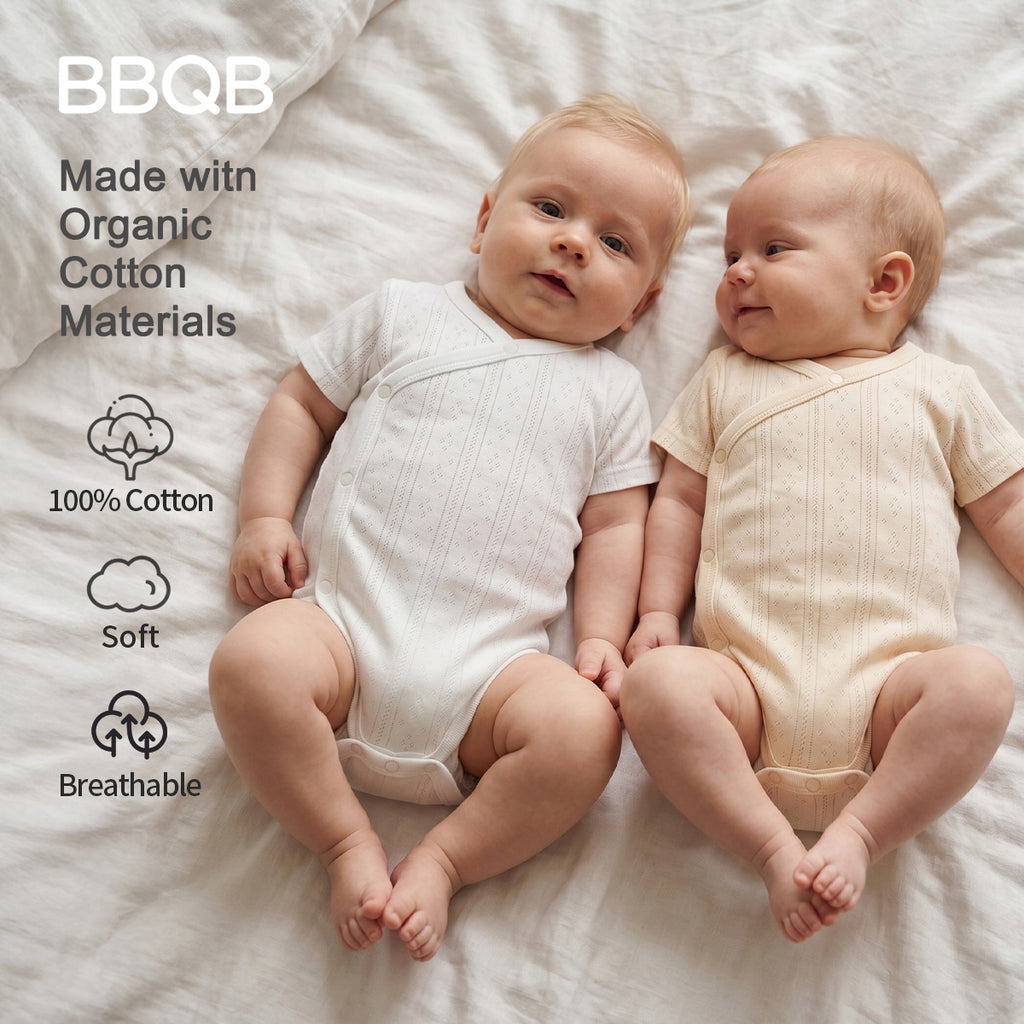 BBQB Organic Cotton Front-Opening Button-up Pointelle Baby Bodysuit