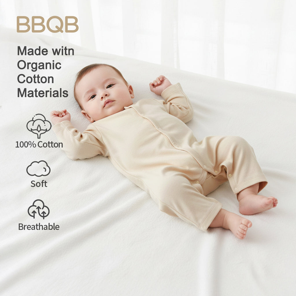 Baby Button Long-Sleeve Romper | BBQB Organic Cotton