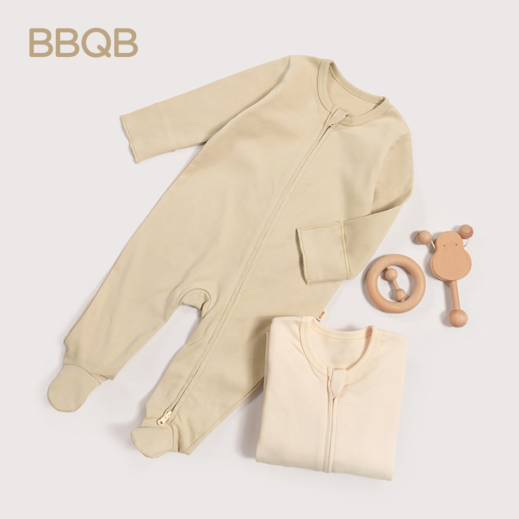 Baby Long-Sleeve Zip-Up Footed Romper | BBQB Organic Cotton