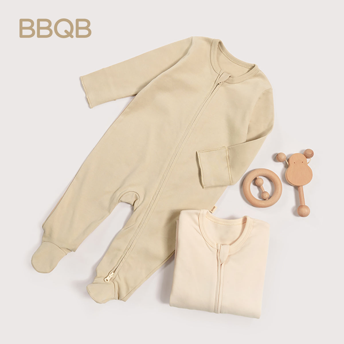 Baby Long-Sleeve Zip-Up Footed Romper | BBQB Organic Cotton