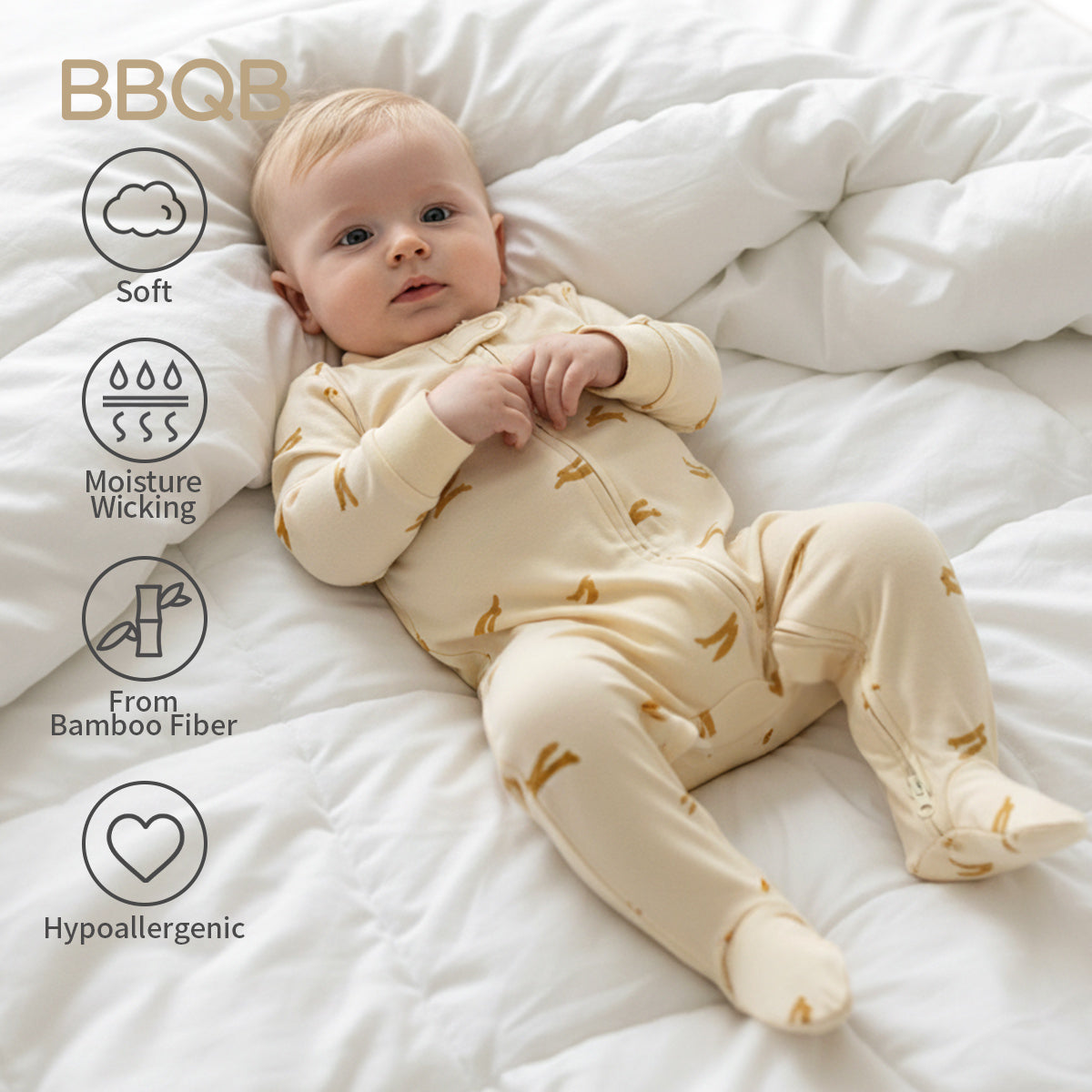 Baby Zip Footed Long-Sleeve Romper | BBQB Bamboo Care