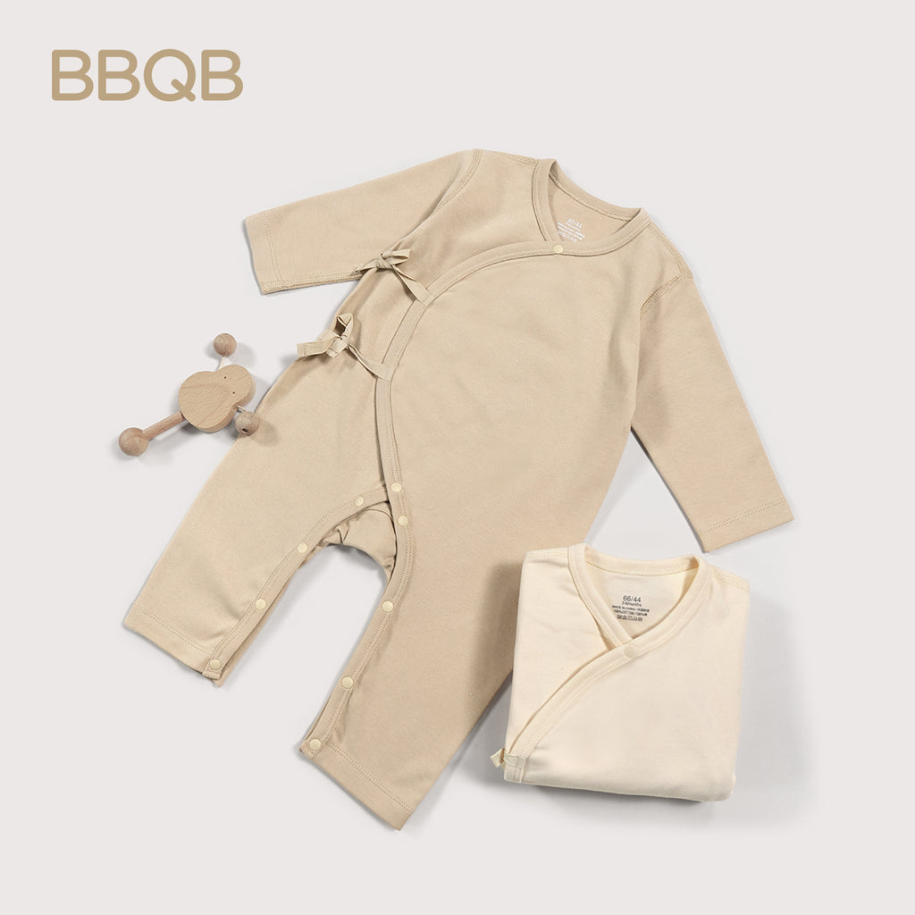 Baby Long-Sleeve Kimono Romper | BBQB Organic Cotton