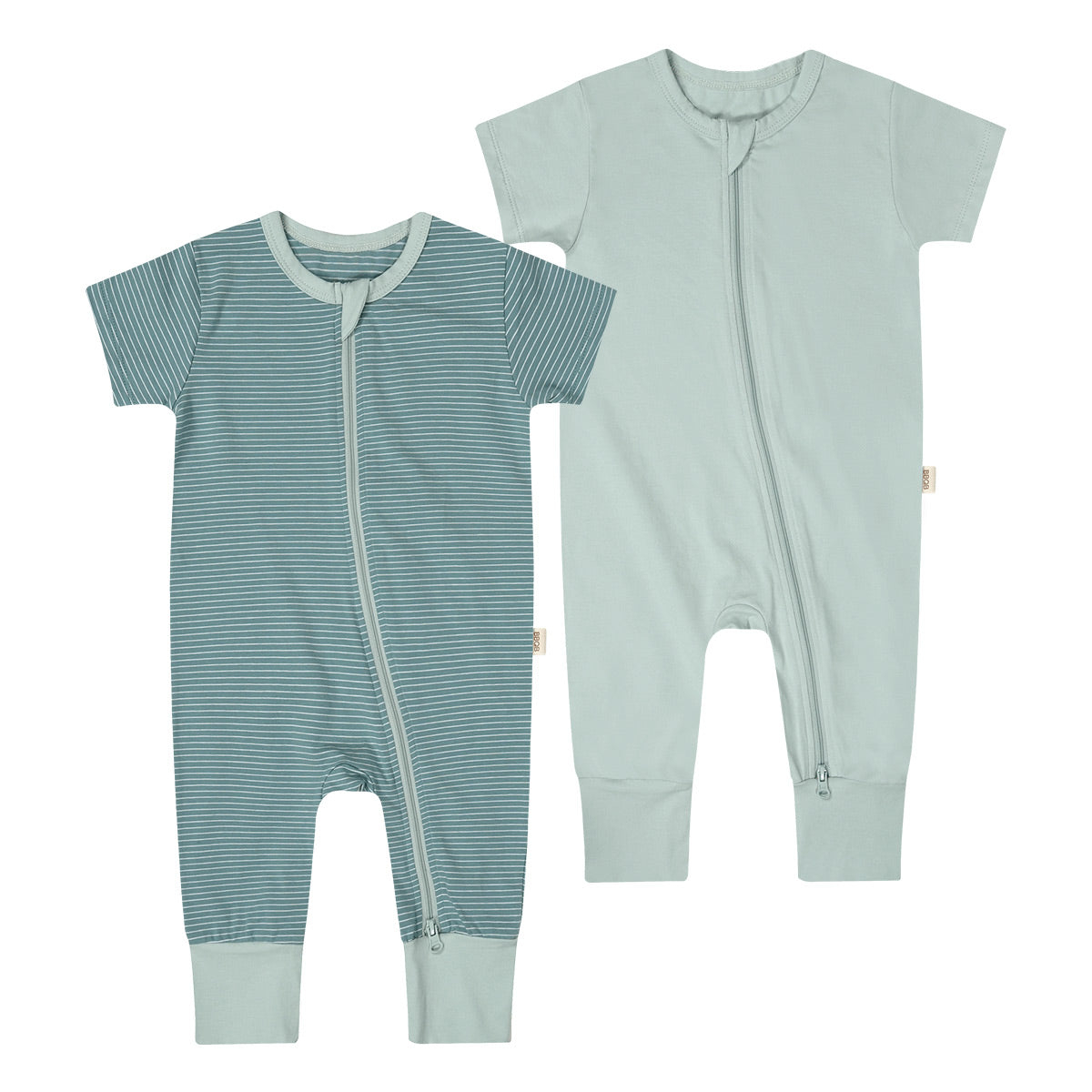 BBQB SoftFlex™ Cotton Zip-up Baby Bodysuit 2-Pack