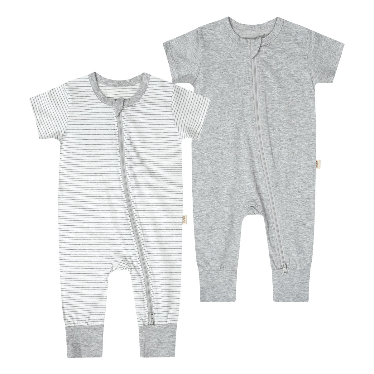 BBQB SoftFlex™ Cotton Zip-up Baby Bodysuit 2-Pack