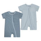 BBQB SoftFlex™ Cotton Zip-up Baby Short Bodysuit 2-Pack