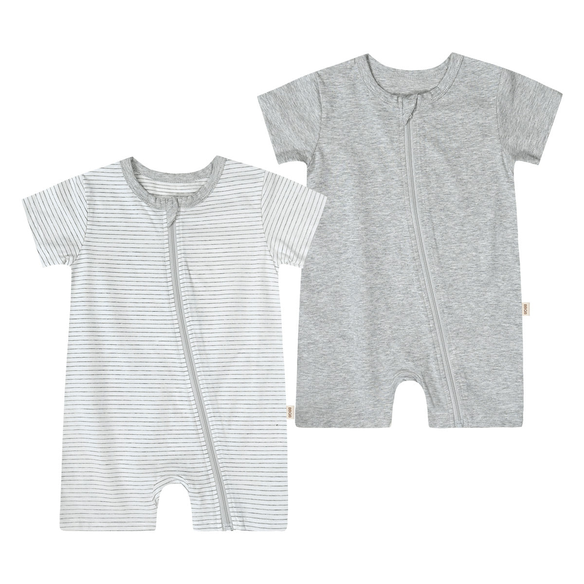 BBQB SoftFlex™ Cotton Zip-up Baby Short Bodysuit 2-Pack