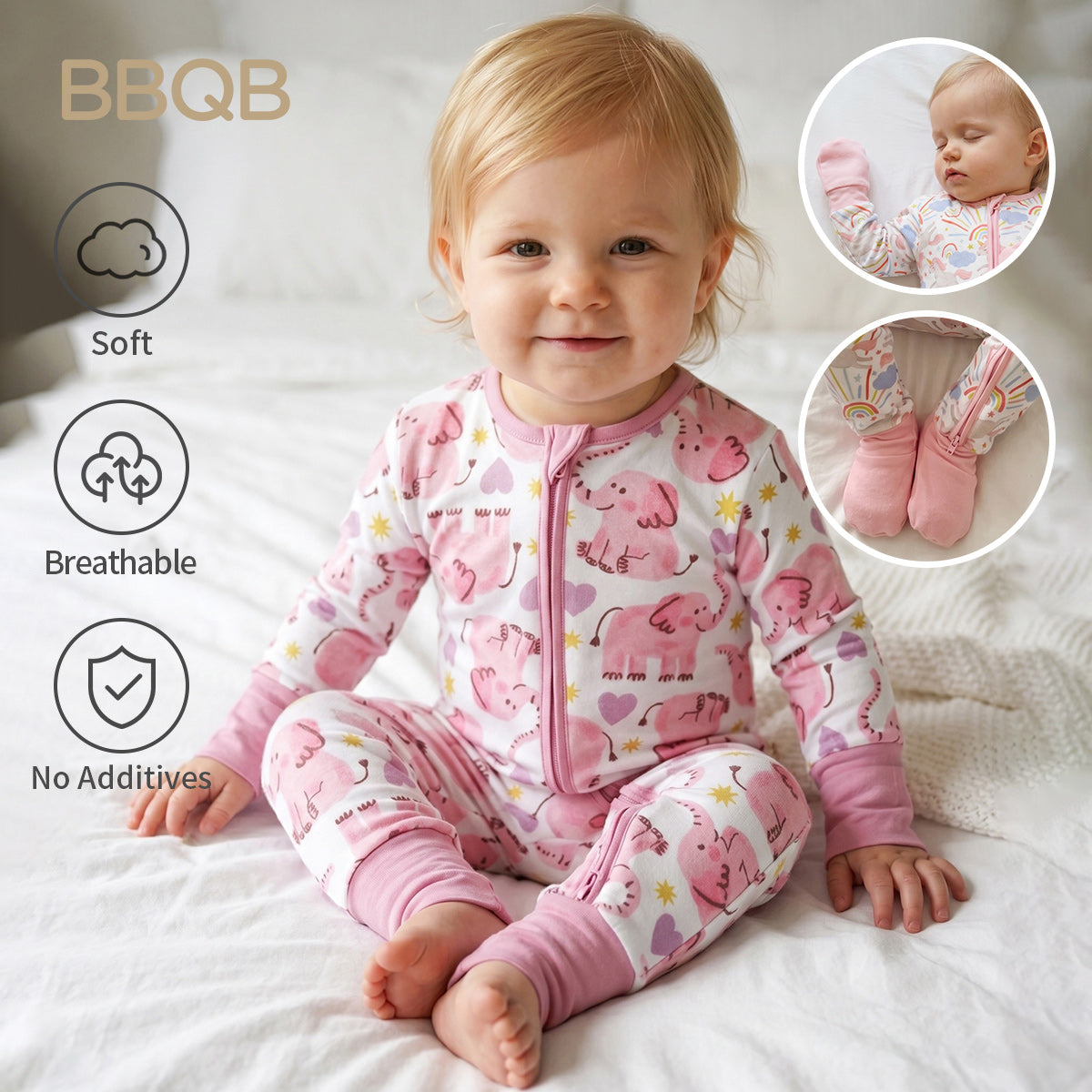BBQB Inspired Zip-up Baby Long-Sleeve Romper