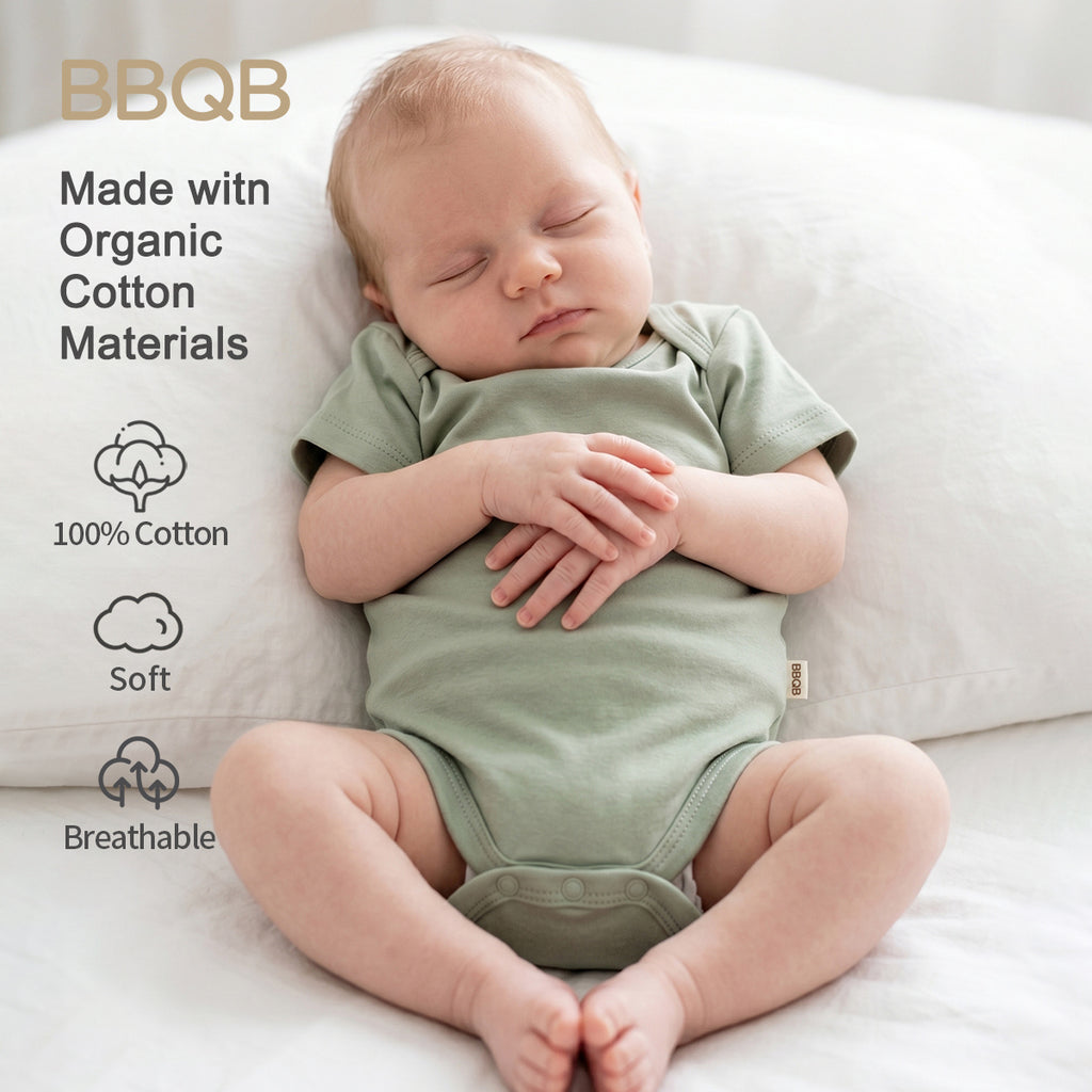 BBQB Organic Cotton Button-up Short-Sleeves Baby Bodysuit
