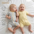 BBQB SoftFlex™ Cotton Zip-up Baby Short Bodysuit 2-Pack