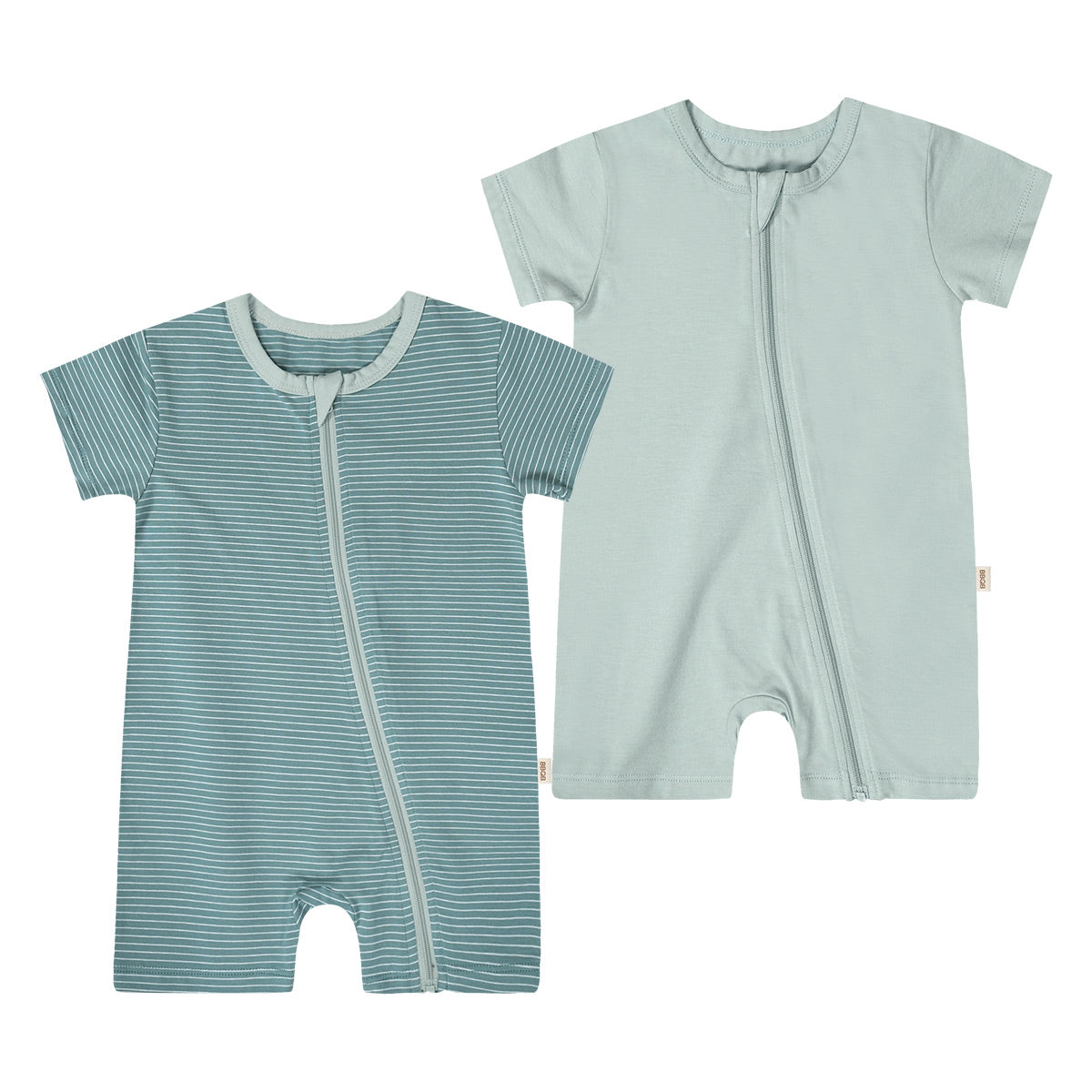 BBQB SoftFlex™ Cotton Zip-up Baby Short Bodysuit 2-Pack