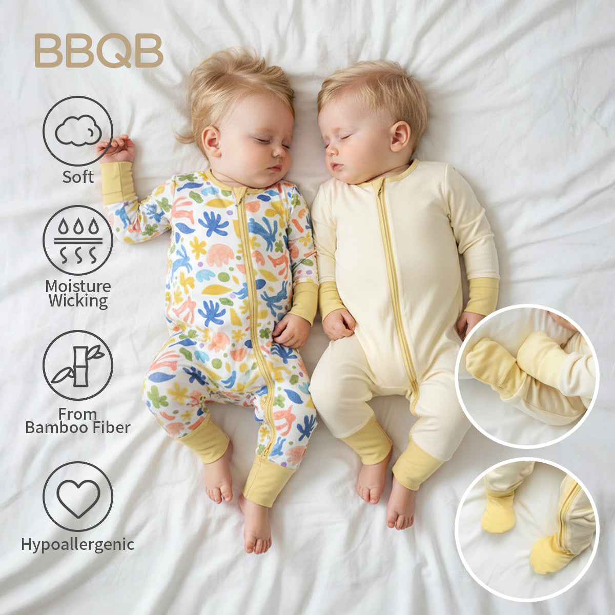 Baby Bamboo Footed Zip Romper | BBQB Cloudsoft Bamboo