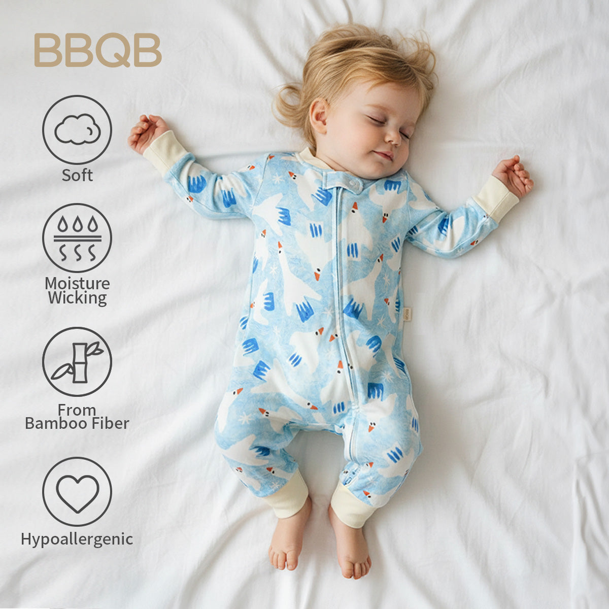 Long-Sleeve Bamboo Zip Romper | BBQB Cloudsoft Bamboo