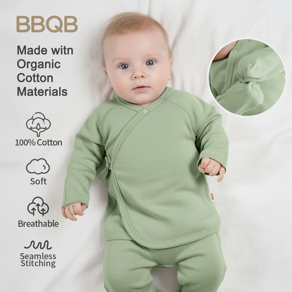 Baby Kimono Long-Sleeve Seamless Wrap-Shirt | BBQB Organic Cotton