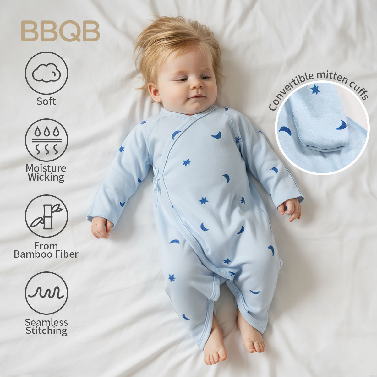 Baby Long-Sleeve Seamless Kimono Romper | BBQB Bamboo Care