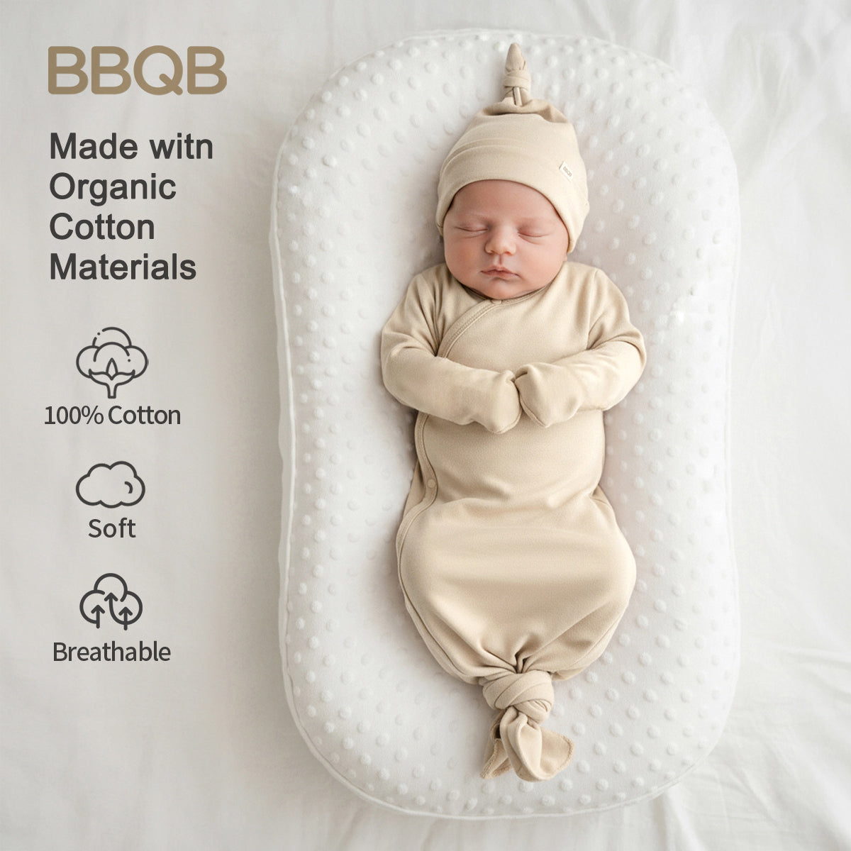 Baby Long-Sleeve Knotted Sleep Sack | BBQB Organic Cotton