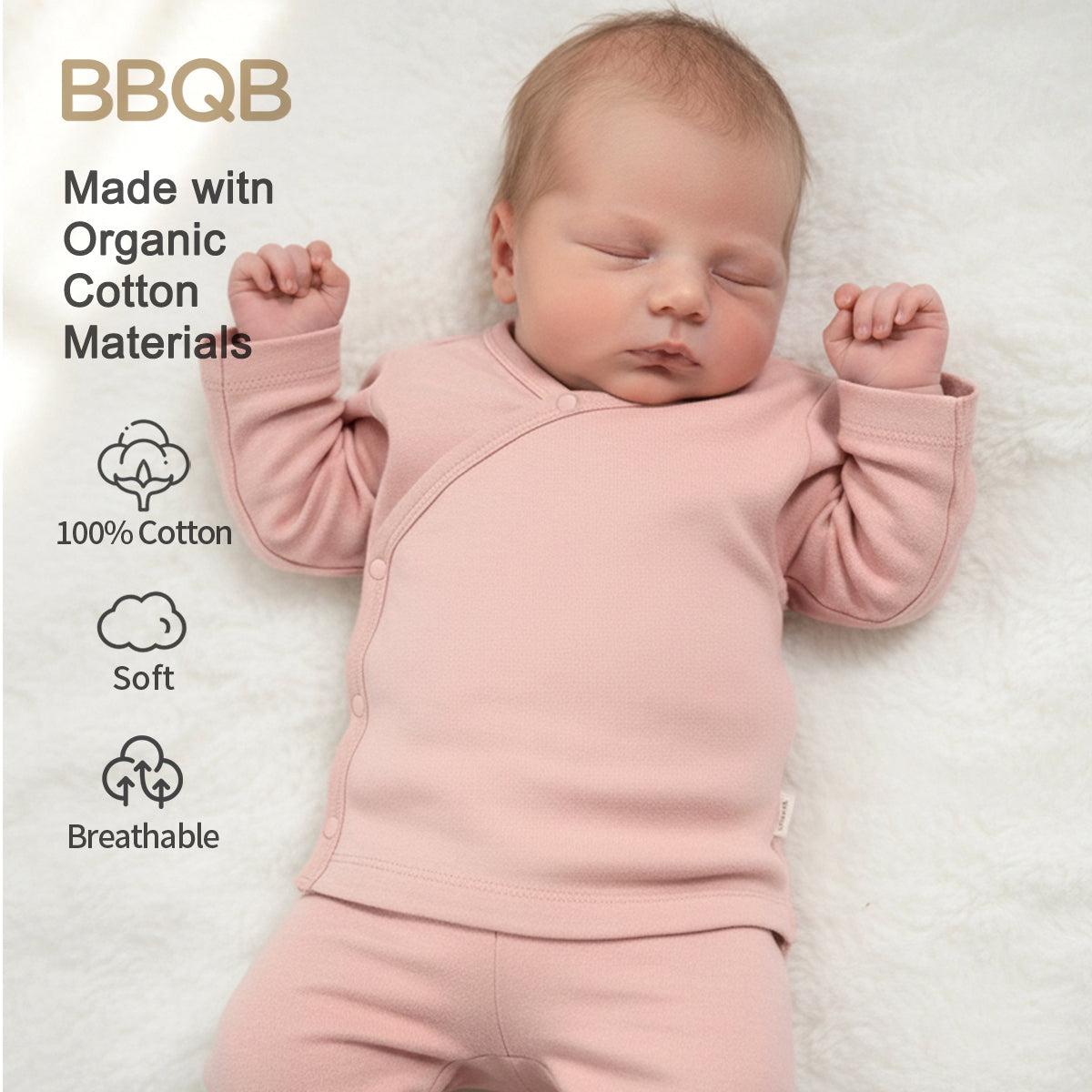 Baby Button Long-Sleeve Kimono Shirt | BBQB Organic Cotton