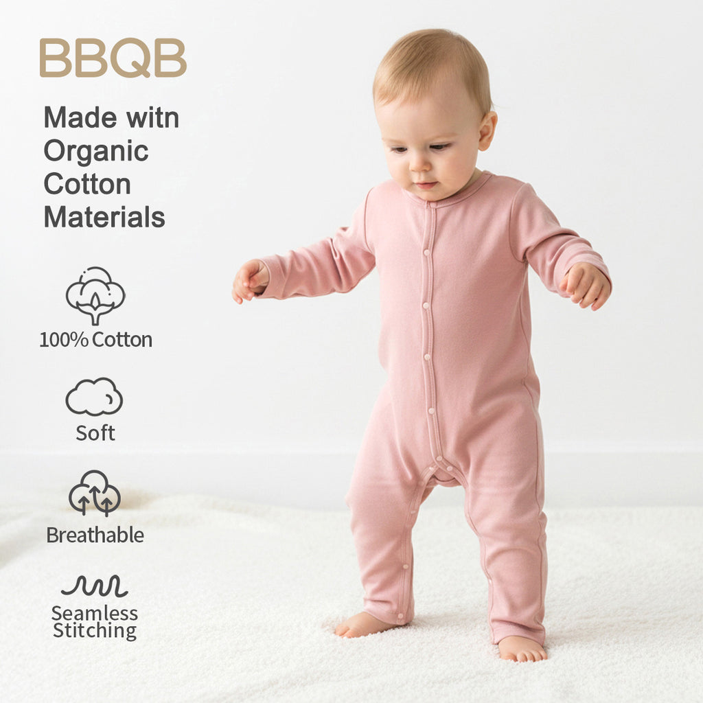 Baby Button Long-Sleeve Romper | BBQB Organic Cotton