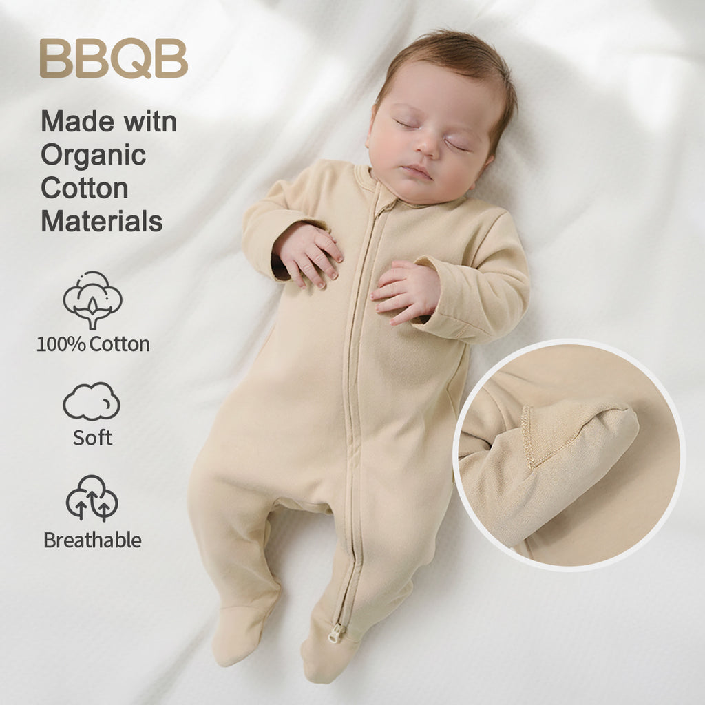 Baby Long-Sleeve Zip-Up Footed Romper | BBQB Organic Cotton