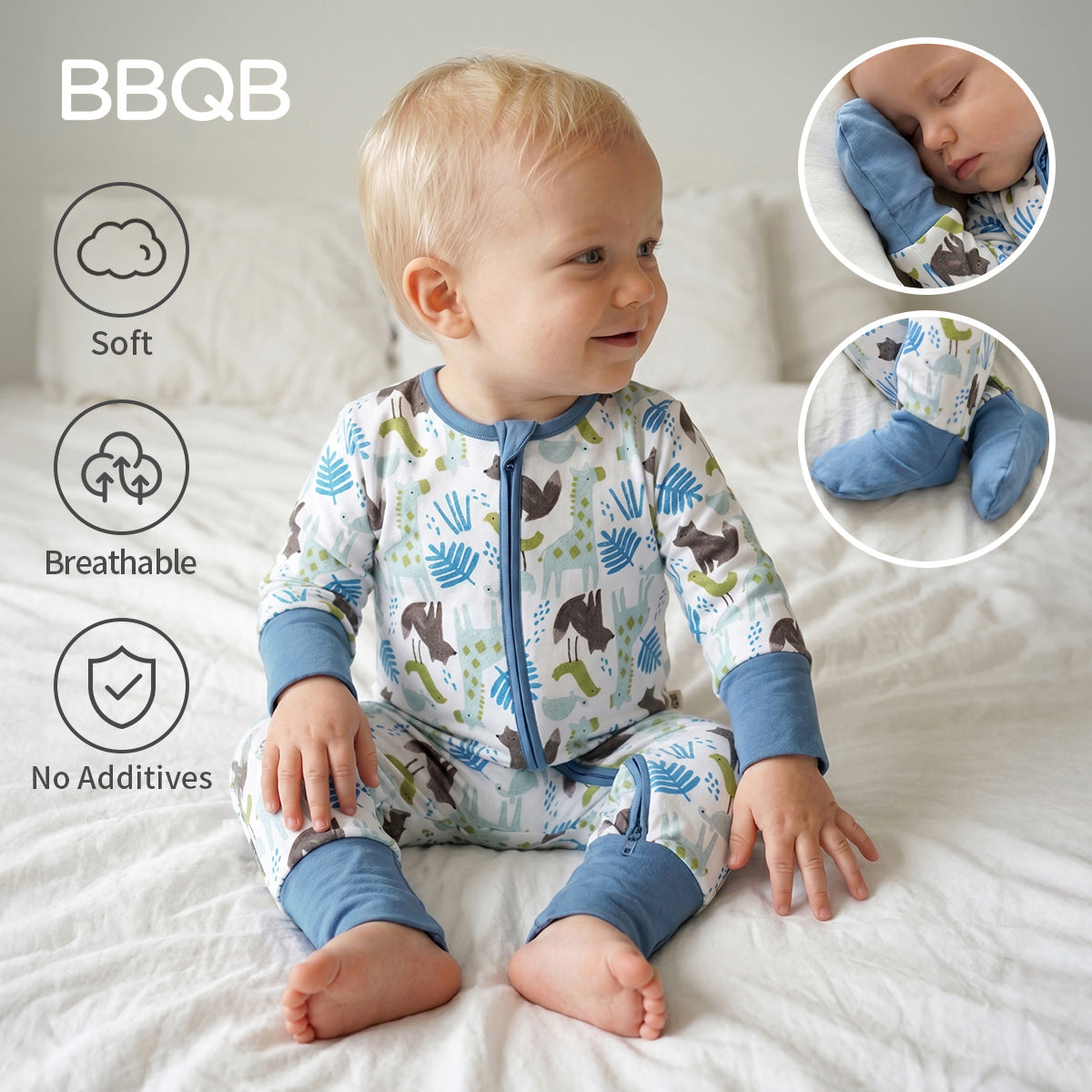 BBQB Inspired Zip-up Baby Long-Sleeve Romper