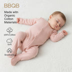 Baby Button Long-Sleeve Footed Romper | BBQB Organic Cotton