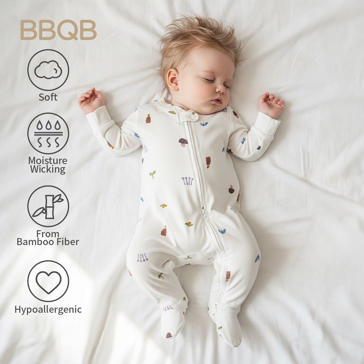 Baby Zip Footed Long-Sleeve Romper | BBQB Bamboo Care