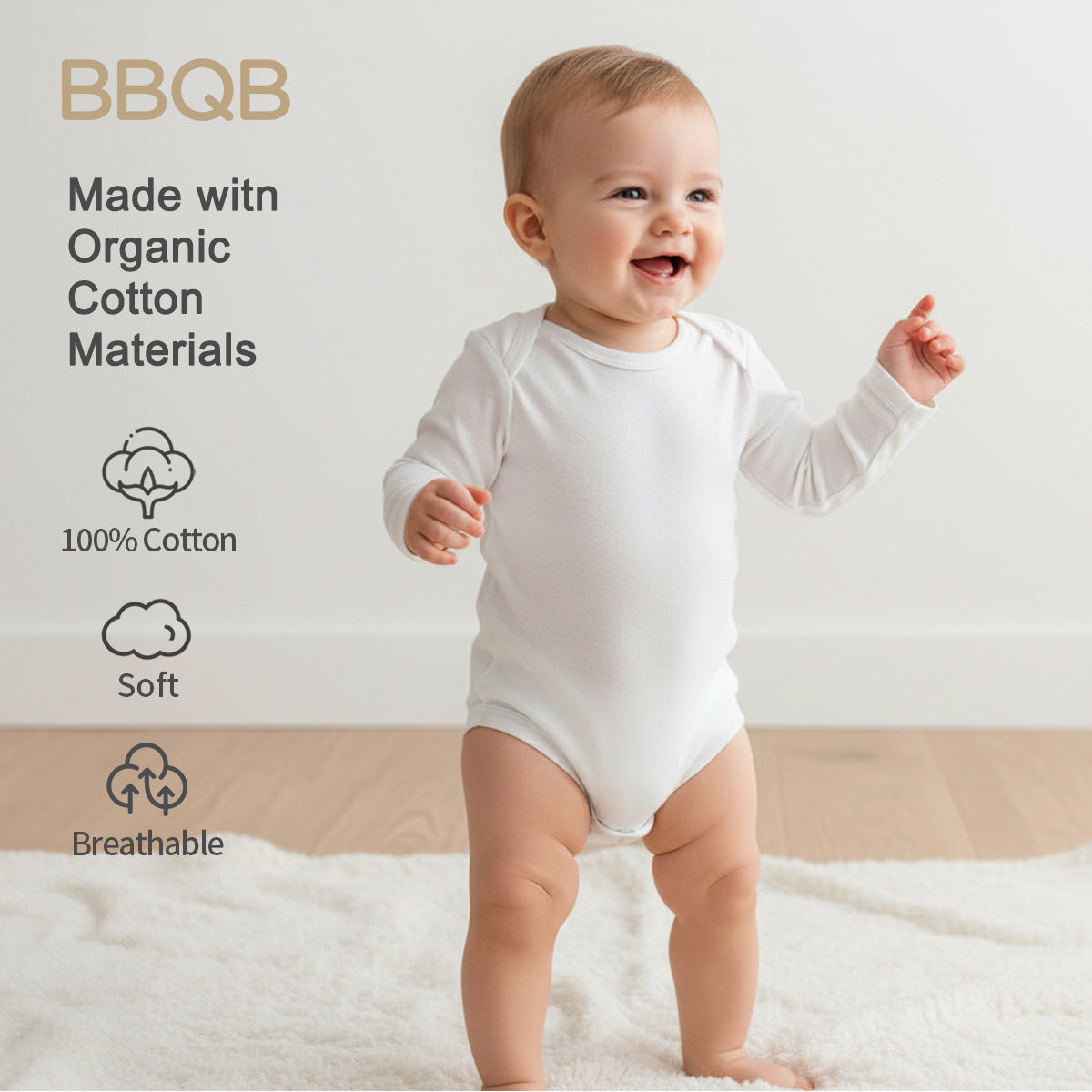 Baby Long-Sleeve Bodysuit | BBQB Organic Cotton