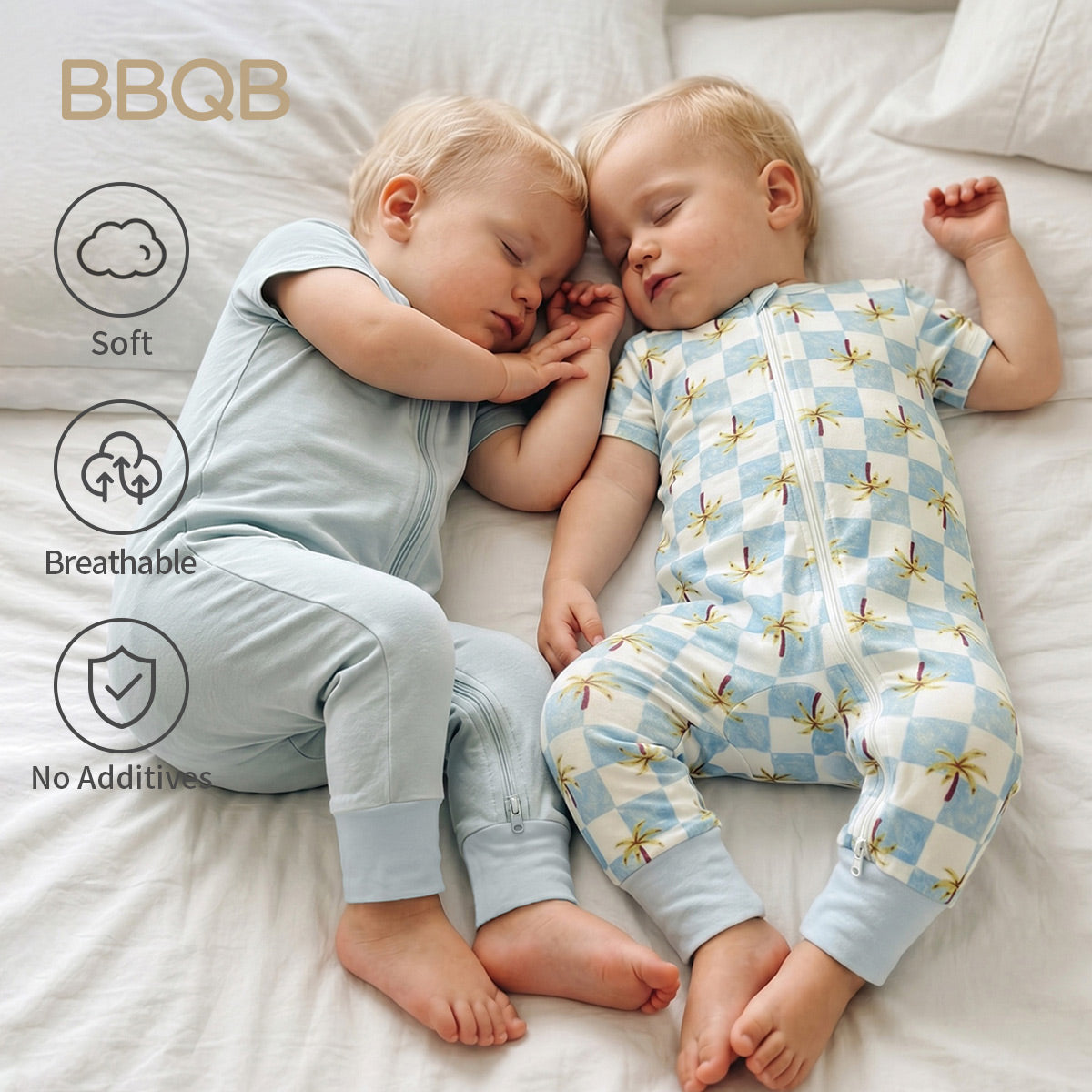 BBQB 2 Pack Baby Zip Growsuit